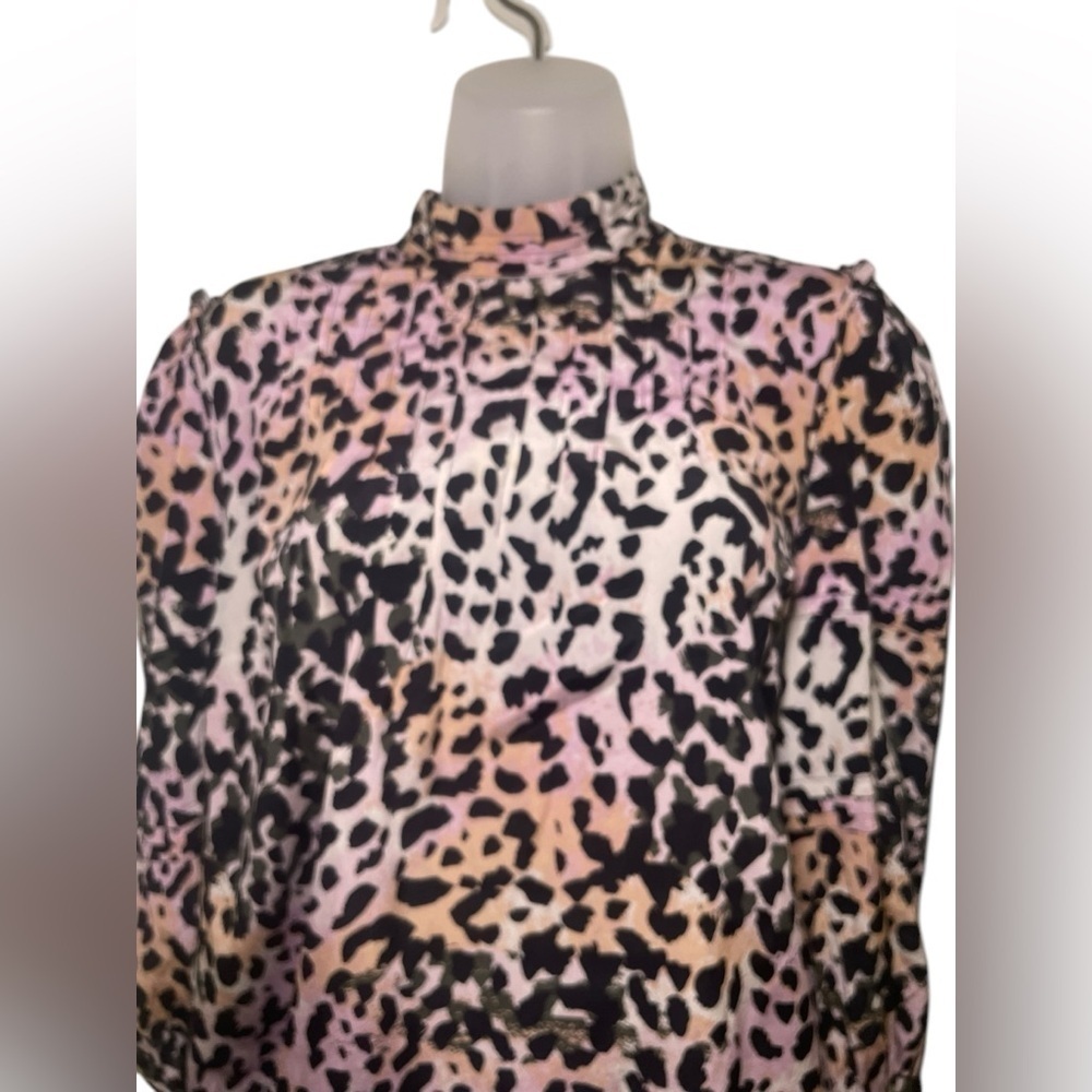 Veronica Beard Lety Animal Print Blouse Silk Blend Top Size 4 - Picture 4 of 9